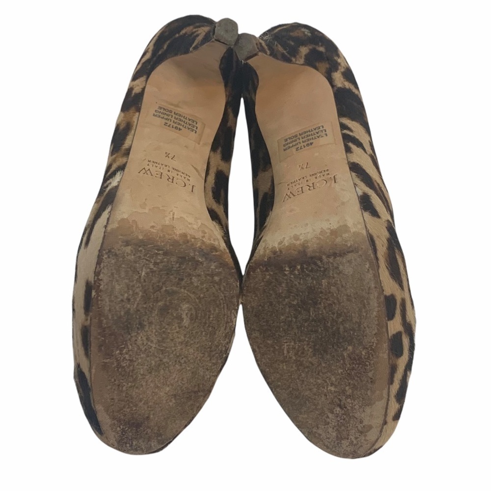 J. Crew Pia Calf Hair Leather Cheetah Platform Heels Women’s 7.5 - Picture 9 of 12